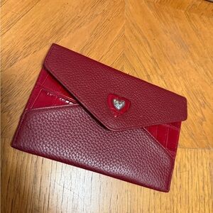 NWOT Brighton Red Envelope Clutch Leather LOVE Heart